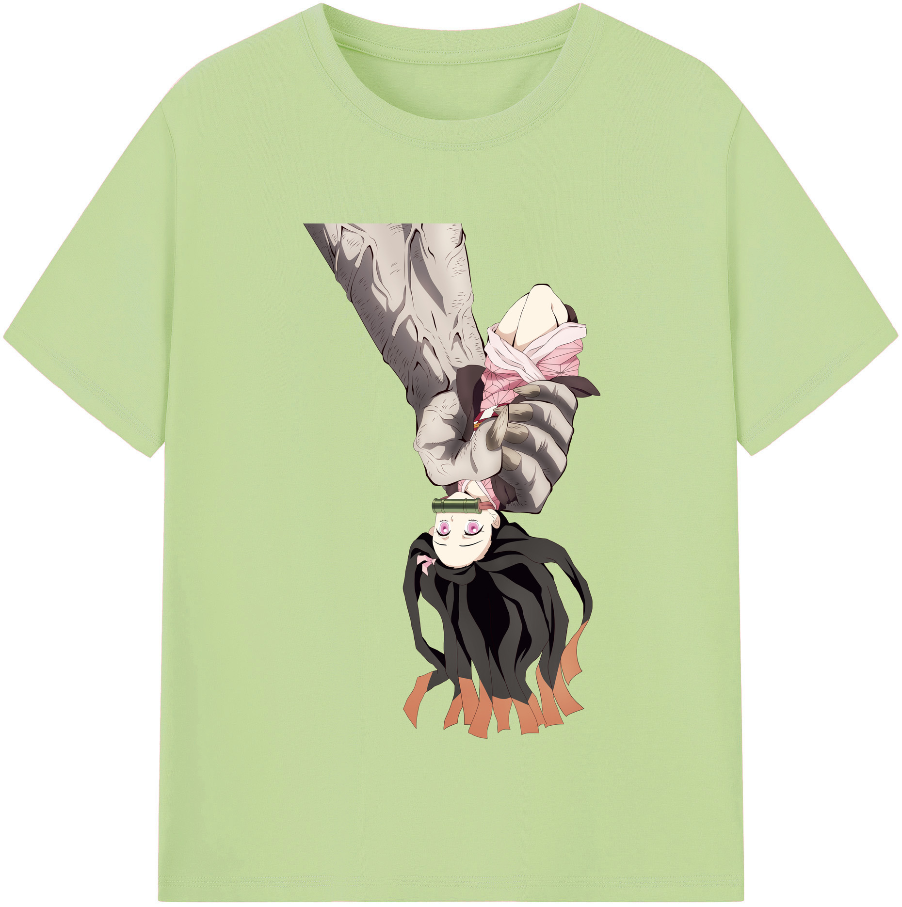 （画像用） 鬼滅の刃（きめつのやいば）竈門 禰󠄀豆子／かまど ねずこ Kamado Nezuko 綿100％半袖Tシャツ（フロントプリント）